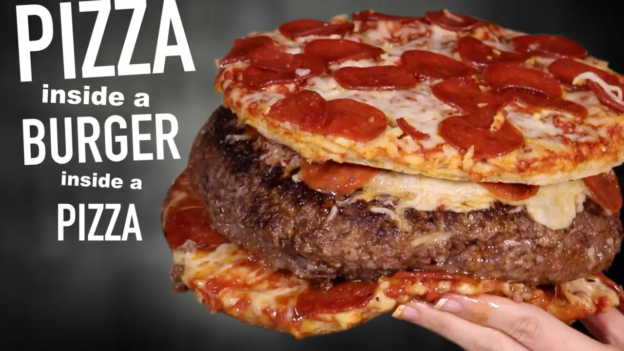 PIZZA INSIDE A BURGER INSIDE A PIZZA
