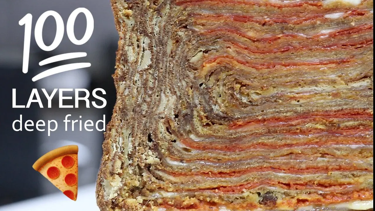 100 LAYER DEEP FRY PIZZA CHALLENGE
